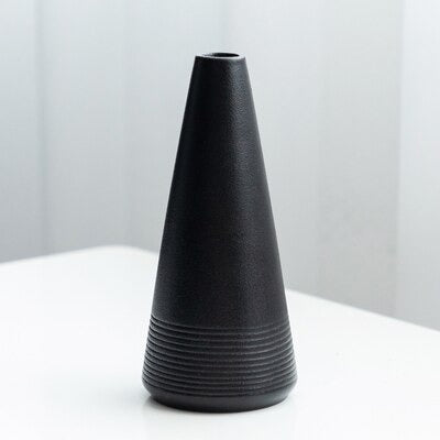 Black as Night Textured Ceramic Vases