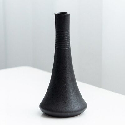 Black as Night Textured Ceramic Vases