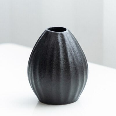 Black as Night Textured Ceramic Vases