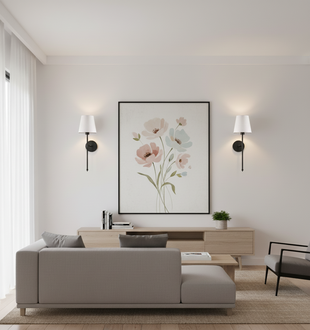 Set of 2 Wireless Wall Sconces with Bulbs Included