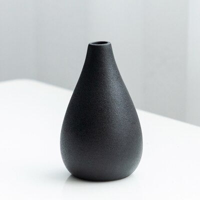 Black as Night Textured Ceramic Vases