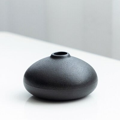 Black as Night Textured Ceramic Vases