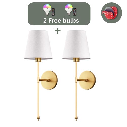 Set of 2 Wireless Wall Sconces with Bulbs Included
