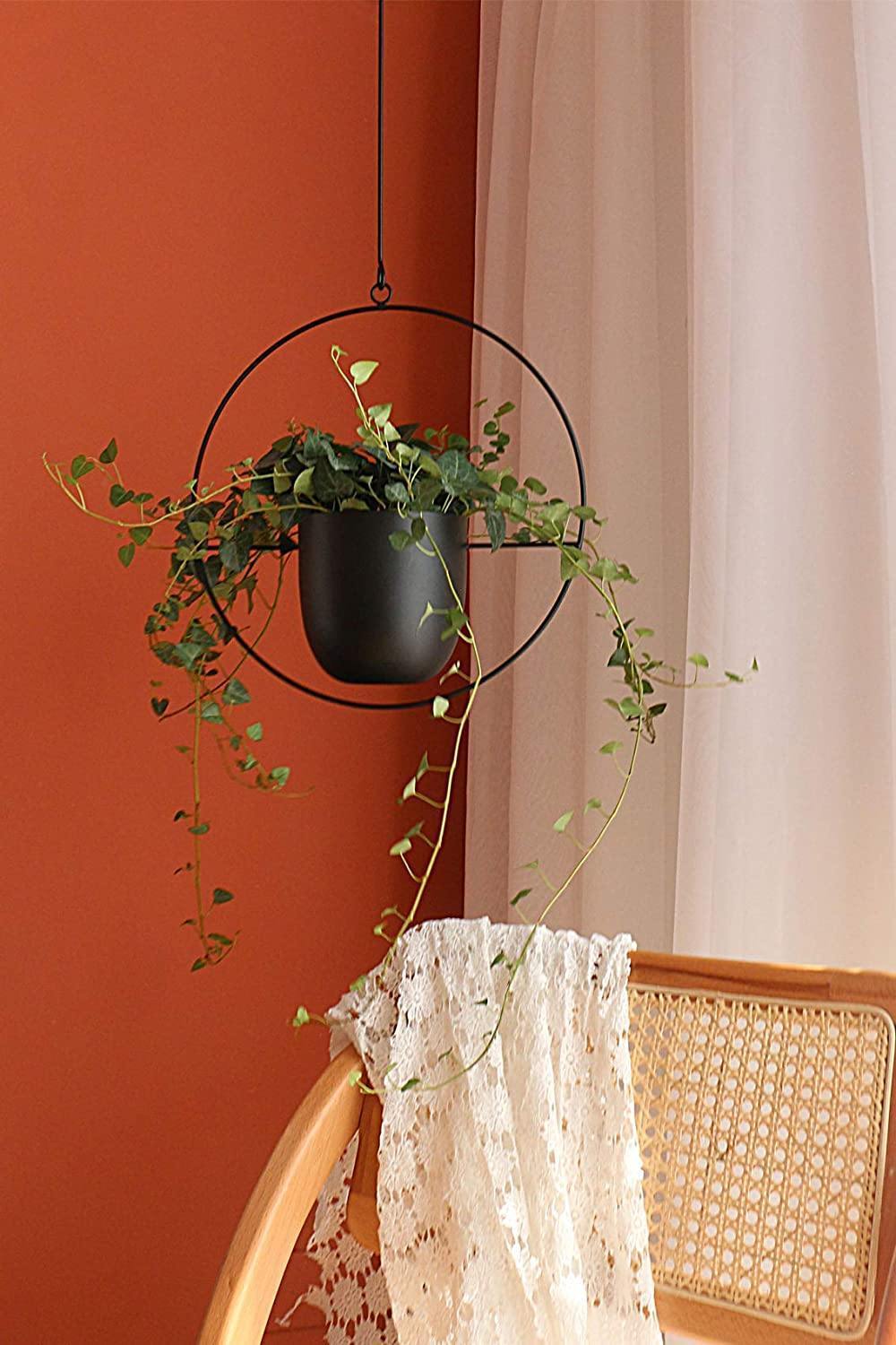halo metal hanging planter Metal Halo Hanging Planter Black / Round