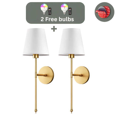 Set of 2 Wireless Wall Sconces with Bulbs Included