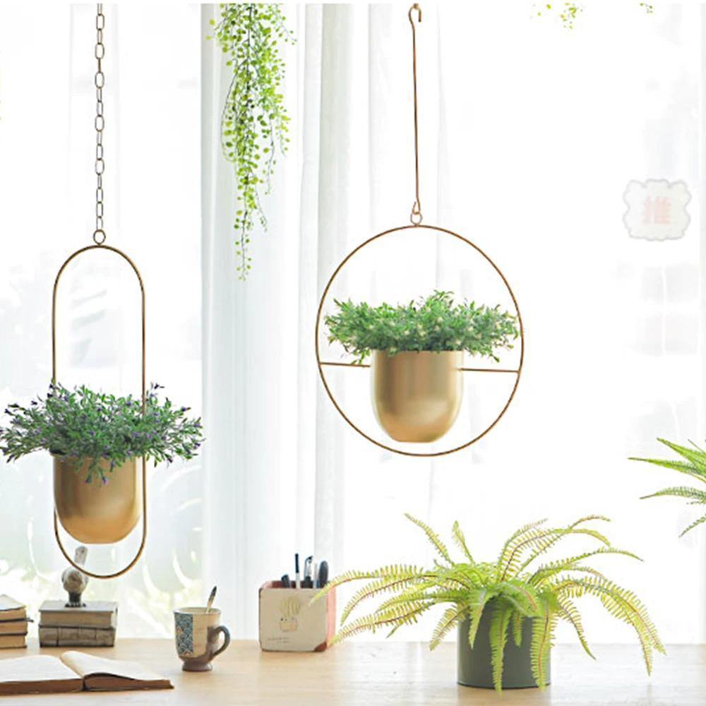 metal hanging planter pots Metal Halo Hanging Planter Black / Round