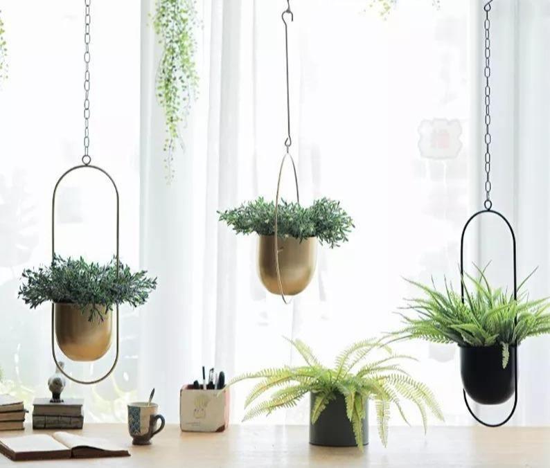 opalhouse hanging planter Metal Halo Hanging Planter Black / Round