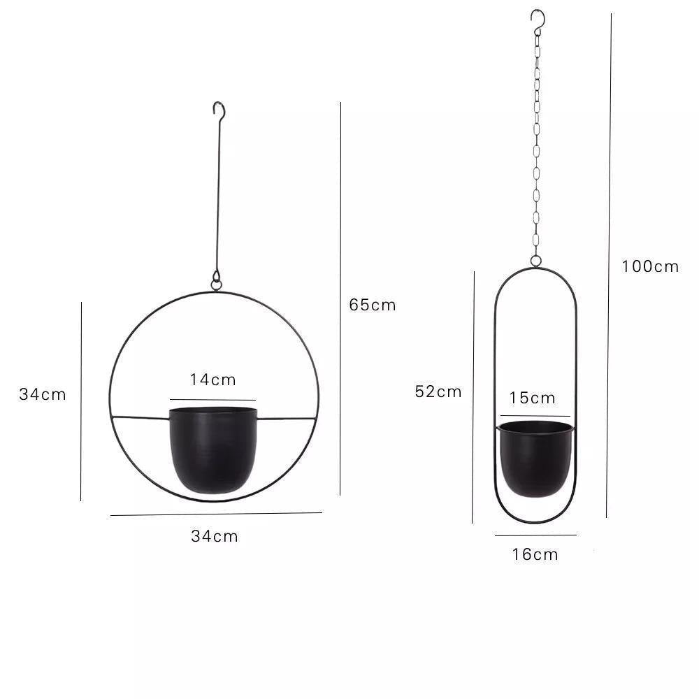 halo metal hanging planter Metal Halo Hanging Planter Black / Round